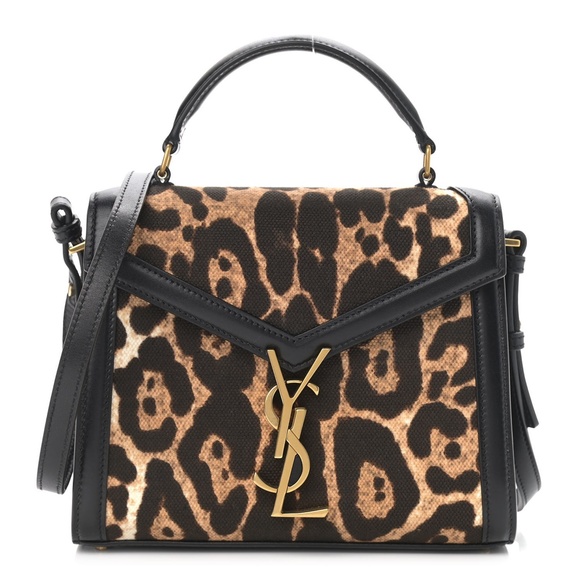 Saint Laurent Handbags - Cassandre New Canvas Print Mini Monogram Top Handle Leopard